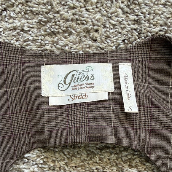 GUESS Brown Plaid Boot-Cut Pants with Matching Corset back Vest - Picture 2 of 10